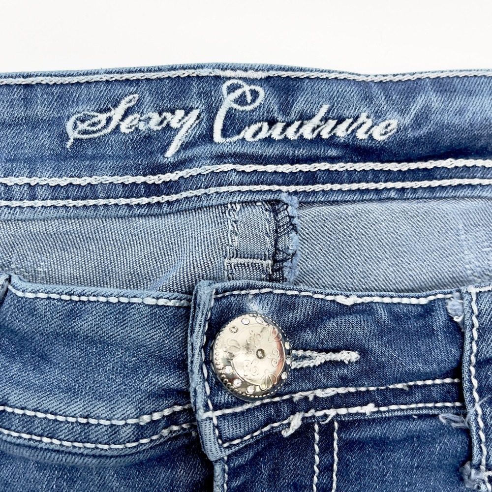 Sexy Couture Womens Jeans Size 17 Y2K McBling Western Rhinestone Country Stretch - Picture 11 of 15
